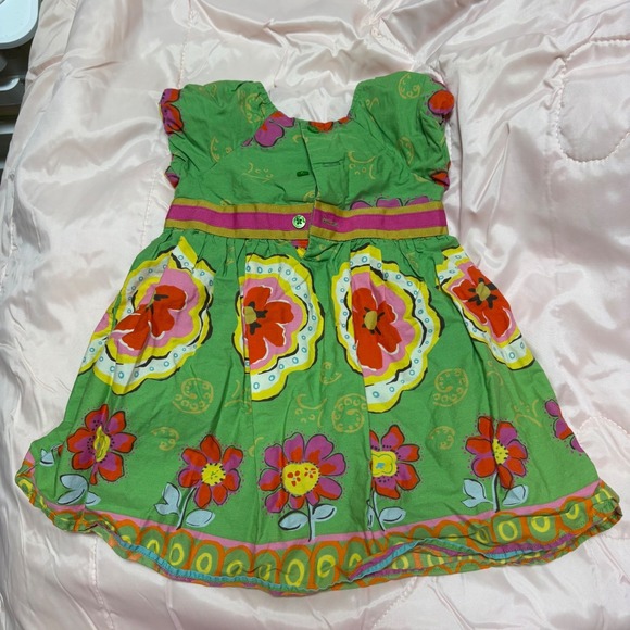 Genuine Kids OshKosh Floral Dress Green 18M Summer Spring Toddler Outfit - Picture 8 of 10
